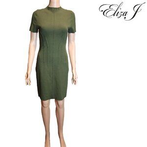 Eliza J | Dresses | Eliza J Pintuck Fitted Sheath Dress Nwot Green Small |  Poshmark